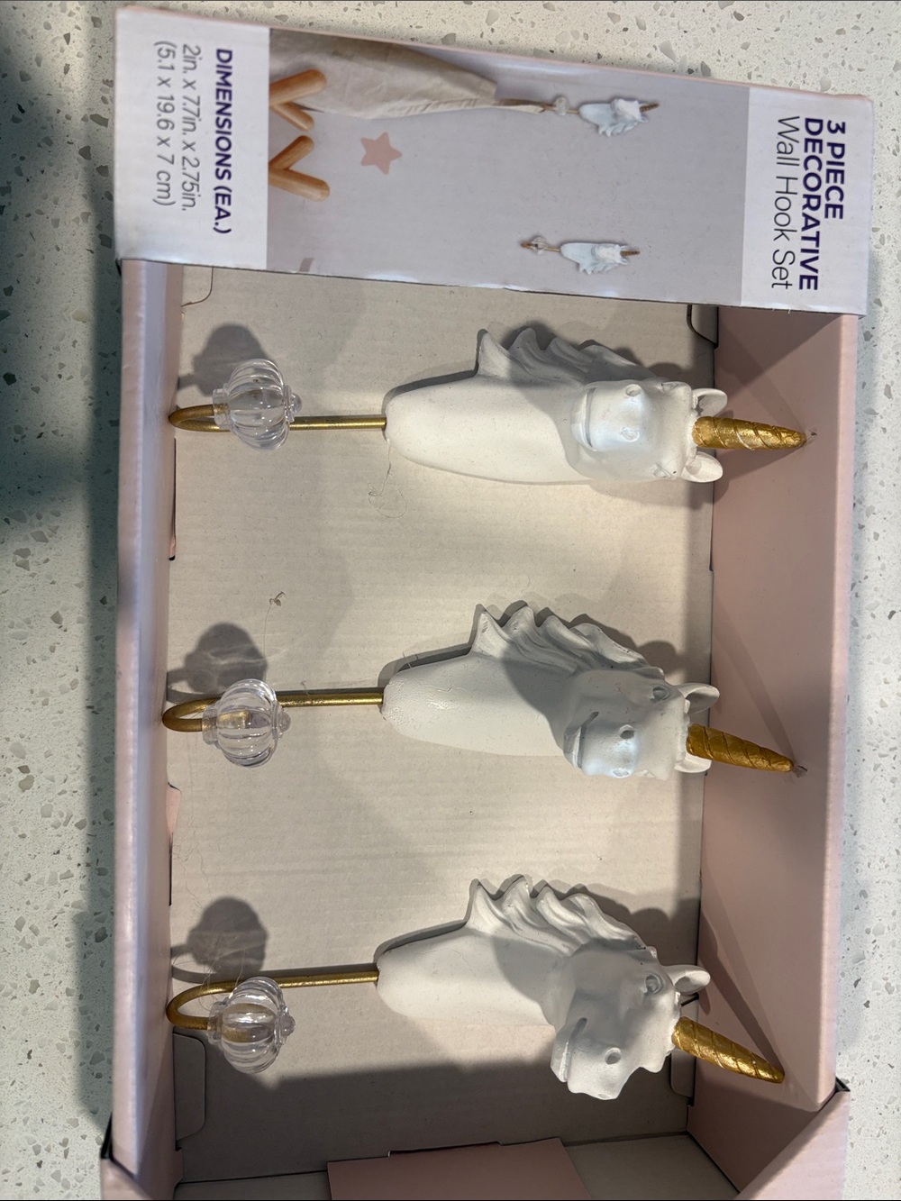 Unicorn Wall Hook Set - White and Gold Decorative Hooks